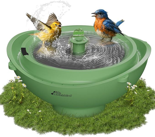 Solar Bird Bath with Fountain and Battery Backup, 3-in-1 Hanging or Freestanding Birdbath, Low-Water Protection & 3 Nozzles for Garden Patio Decor (Forest Green)