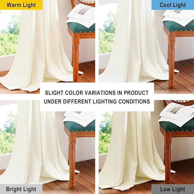 NICETOWN Ivory White Velvet Curtains 84 inches, Luxury Sound Reducing Heavy