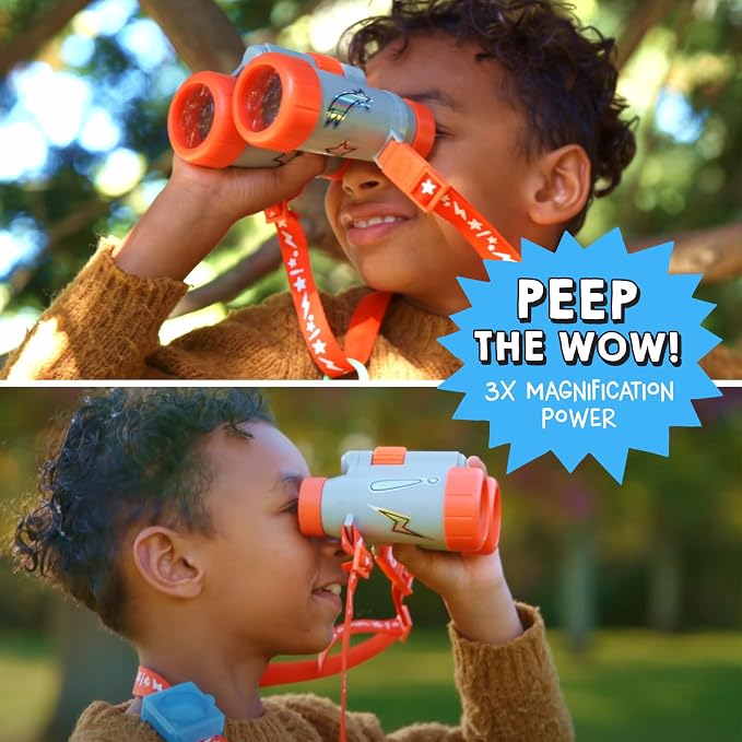 Wow in The World Kids’ Binoculars & Nature Explorer KIT | Look Far, Nature Scavenger Hunt, Specimen Box, Companion Audio Content, Bonus Reusable Science Tool, STEM Toy for Kids 4+ by Thames & Kosmos