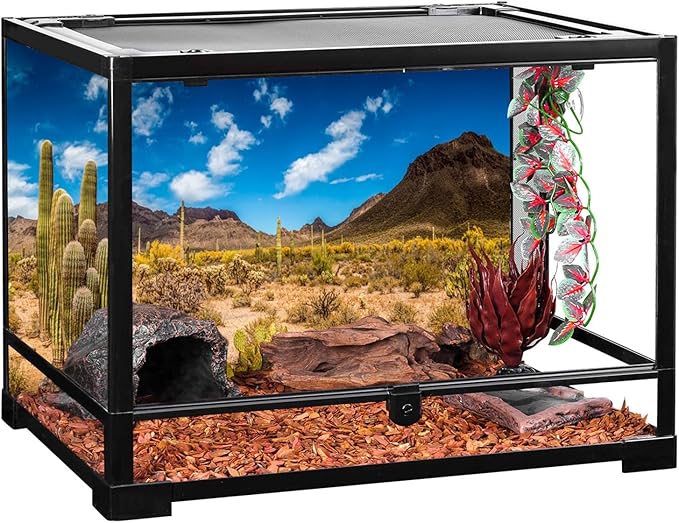 AWERT 48x24 inches Reptile Habitat Background Blue Sky Oasis Cactus Desert Terrarium Background Vinyl