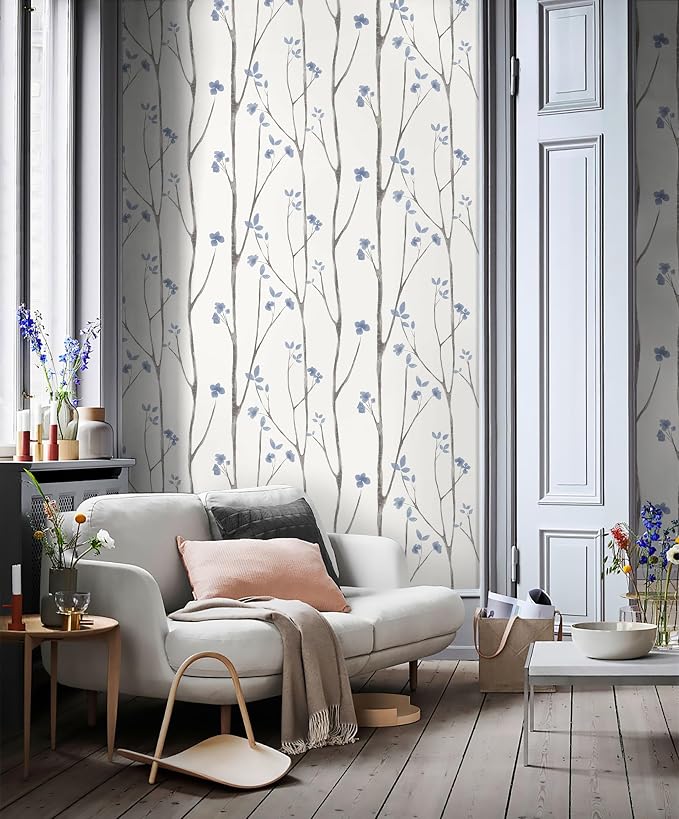 Timeet Purple Peel and Stick Wallpaper Removable Self-Adhesive Floral Wall