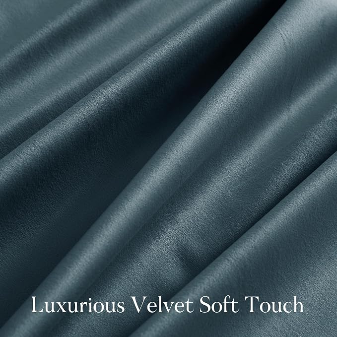 NICETOWN Blue Velvet Curtains 120 inches