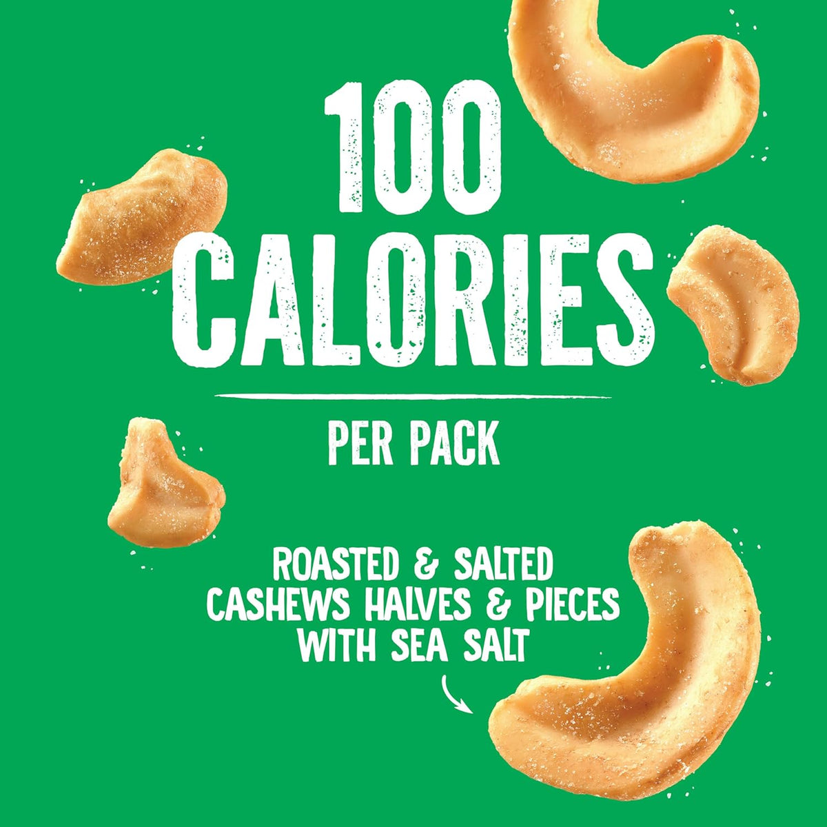 Emerald Nuts Roasted and Salted Cashews 7ct (1-Pack), 100-Calorie Individual Packs, Plant-Based Protein, Kosher Certified, Non-GMO, Contains No Artificial Preservatives, Flavors or Synthetic Colors