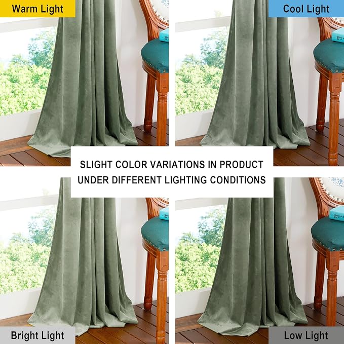 NICETOWN Super Soft Velvet Curtains 72 inches, Sound Reducing Cold Heat