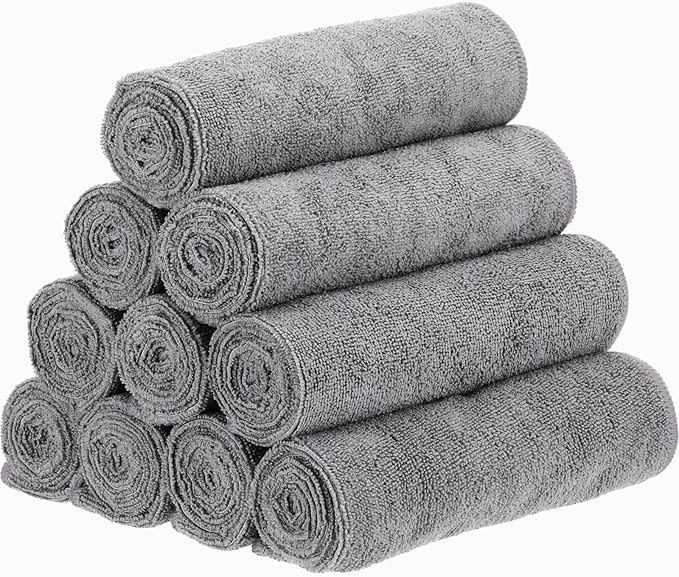 Shimeyao 48 Pack Bleach Proof Towels 16x 26inch Microfiber Absorbent Hair Towels Bulk Bleach Salon Hand Drying Cloth for Gym Bath Spa Shaving Shampoo Home (Light Gray)