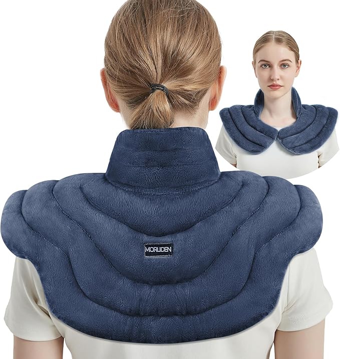 Neck Heating Pad Microwavable for Shoulders, Warmer Wrap Microwave Heating Pad for Neck and Shoulders for Pain Relief (Navy Blue)
