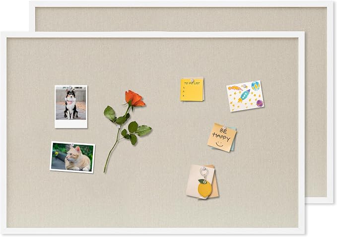 DAHAPYBOO Cork Board with Linen White 2Pack, Bulletin Board 36"x24" Hanging