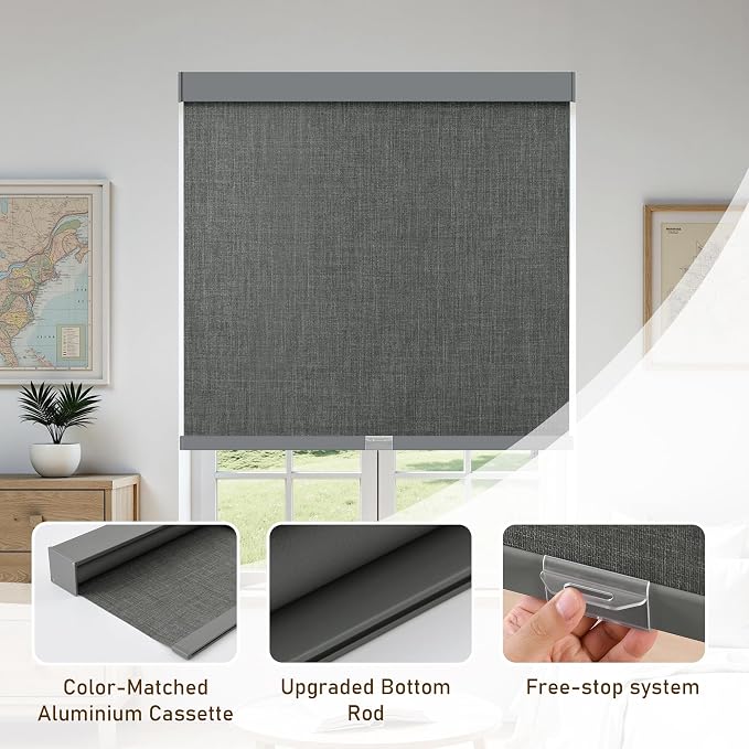 AOSKY Custom Linen Roller Blinds Shades