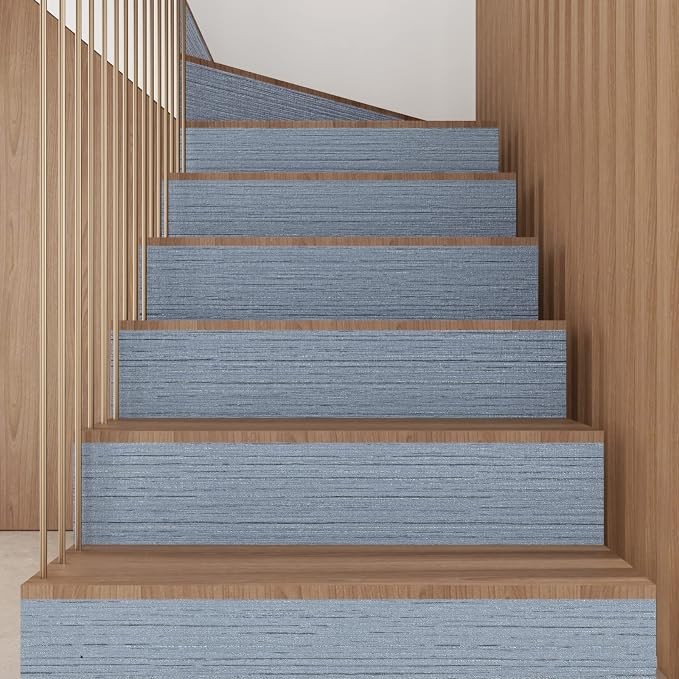 CRE8TIVE Light Blue Grasscloth Wallpaper Textured Stick and Peel Faux Grass