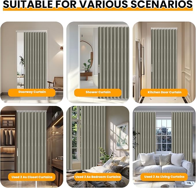 AJAZZ 100% Blackout Accordion Doors Interior Closet Curtain Doorway Curtains