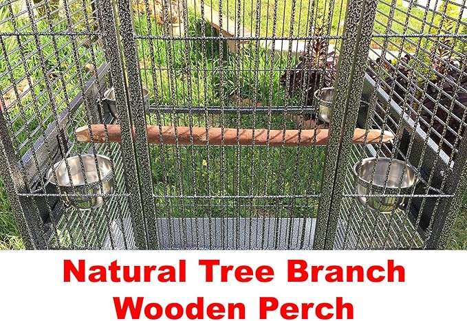 Huge XX-Large Double Ladders Open Play Top Wrought Iron Bird Parrot Parakeet Finch Macaw Cockatoo Rolling Cage Include Metal Trays Around Seed Guard and Toy Hook