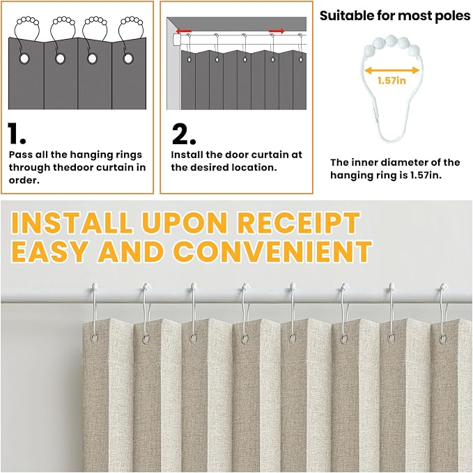 AJAZZ 100% Blackout Door Curtain Accordion Door Closet Curtain Invisible