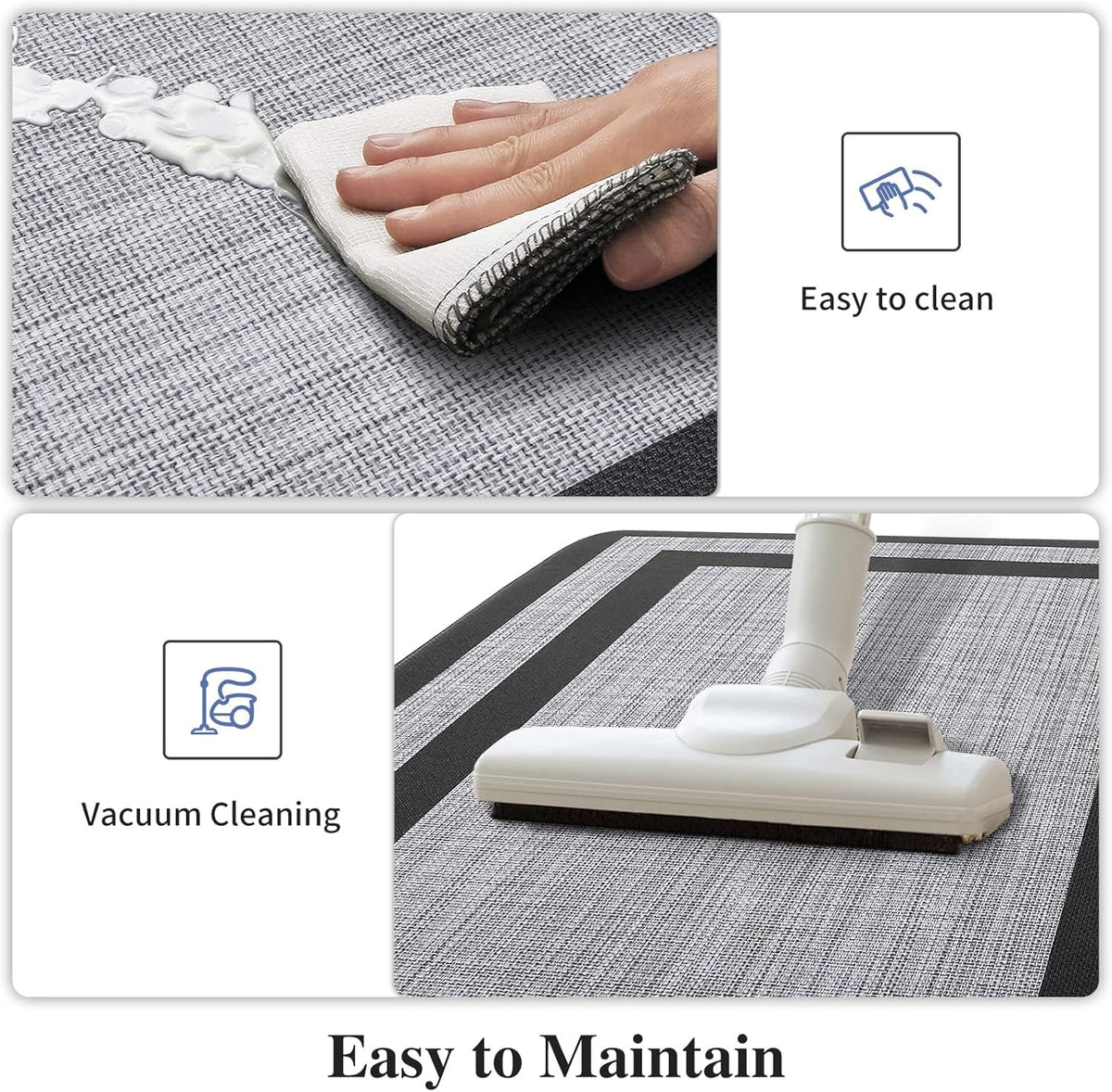 Mattitude Kitchen Mats Set of 2，Cushioned Anti-Fatigue Non-Skid Rug Sets Ergonomic Comfort Standing Mat for Kitchen, Floor, Office, Sink, Laundry, Black and Gray