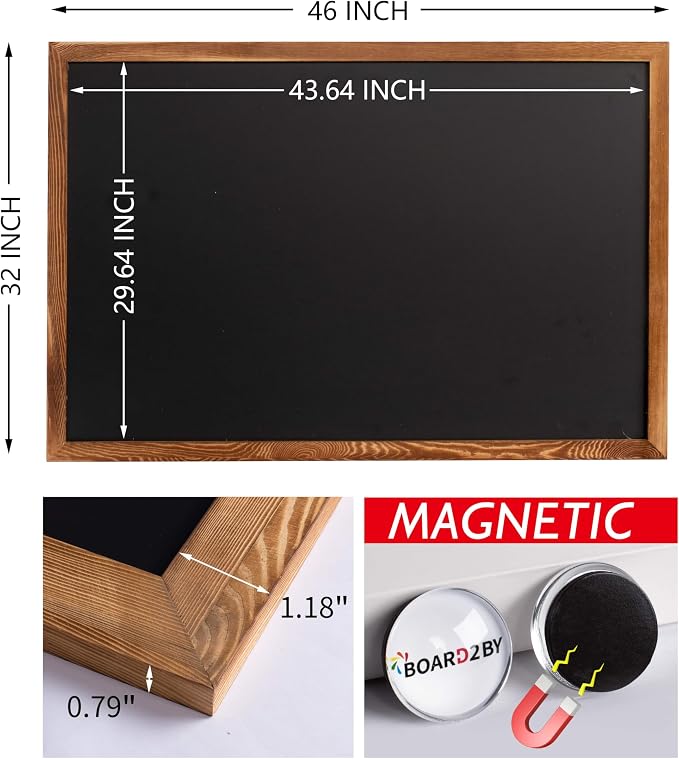 Magnetic Chalkboard Black Board 46 x 32, Extra Large Chalk Board Blackboard
