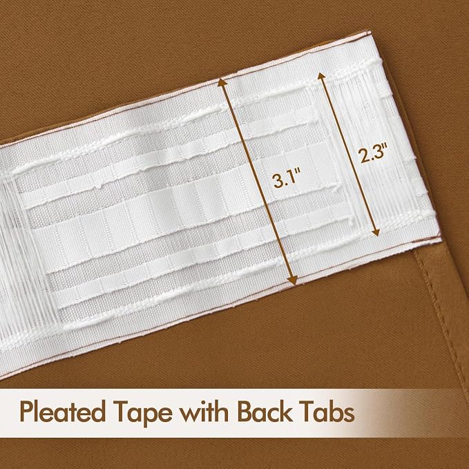 MIULEE Golden Brown Back Tab Blackout Curtains 84 Inch Length 2 Panels Set