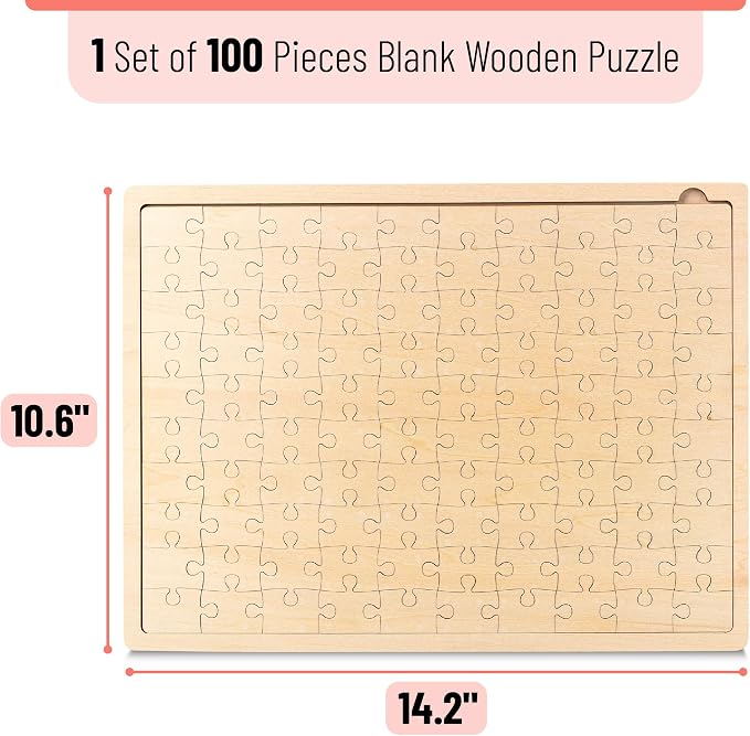 Mr. Pen- Blank Wooden Puzzle, 100 Pieces, 14.2" x 10.6" (Pack of 4)