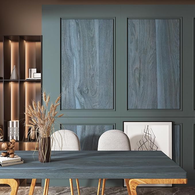 Bomeng Blue Wood Grain Contact Paper Grey Wood Look Wallpaper Peel and Stick