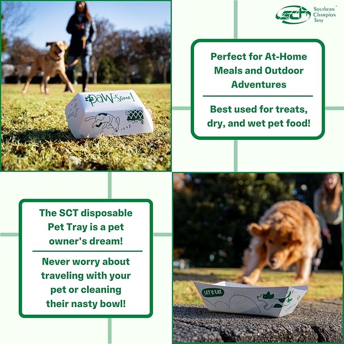 Southern Champion Tray, Large Disposable Pet Food Bowl, 2 Cups (50 Quantity) Dog Food Tray, Travel Pet Bowl, Feeding Cats and Dogs, Wet Food and Dry Food, Two Cups Capacity, 50 Count
