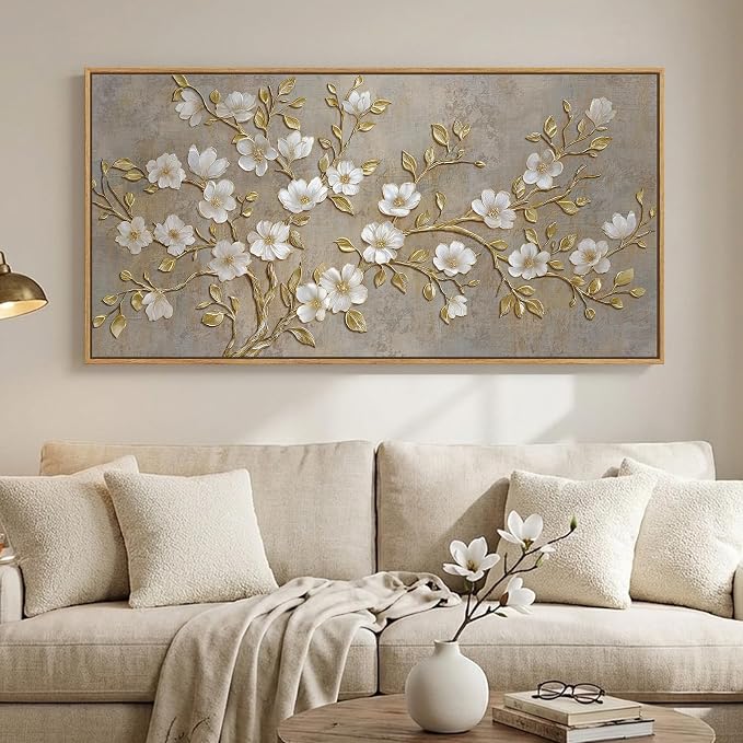 Large Framed Neutral Botanical Wall Art