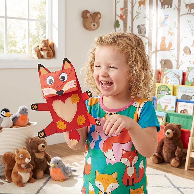 WATINC Hand Puppet Making Kit, Paper Sock Puppet Toys for Kids (Woodland) | 9 Styles, Make Your Own Storytelling & Role Play Crafts, Creative Group Activity, Party Favors & Gifts for Kids Ages 4-8
