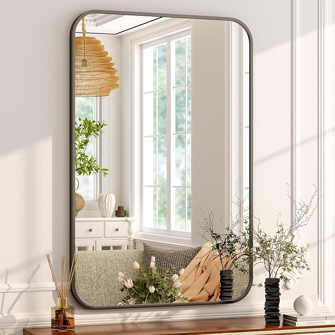 Easly 20 x 28 Inch Bathroom Mirror, Rounded Rectangular Vanity Mirror