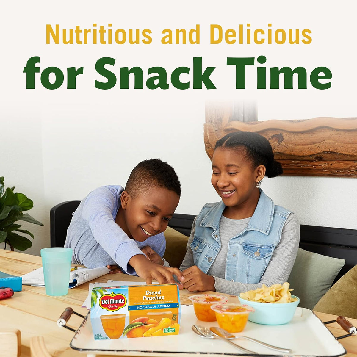 del monte fruit cup snacks, family pack, no sugar added, 12-pack, 4 oz variety pack