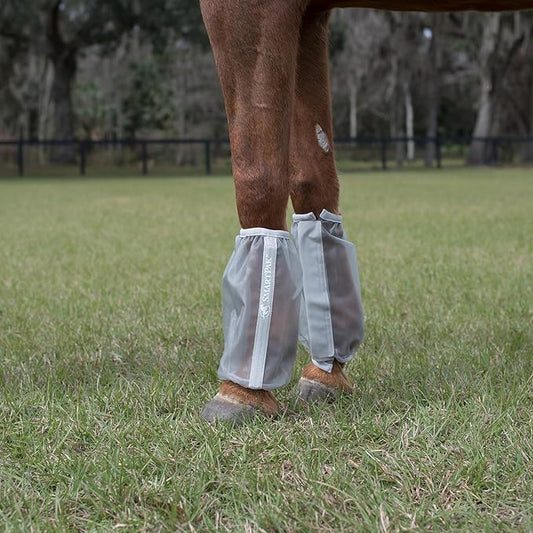 Deluxe Relaxed Fit Fly Boots for Horses | Soft Comfortable Elastic | Durable Mesh | Protects Horse's Legs from Flies and Insects | Sold as a Pair (2)