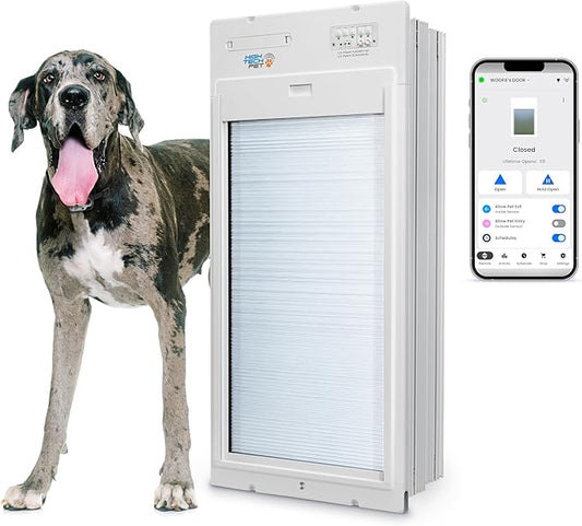 Power Pet® Automatic Roll-Up Pet Door by High Tech Pet – Motorized Vertical Door, Pet-Activated, WiFi App Control, Safety Sensor, Airtight Security, 24/7 Timers