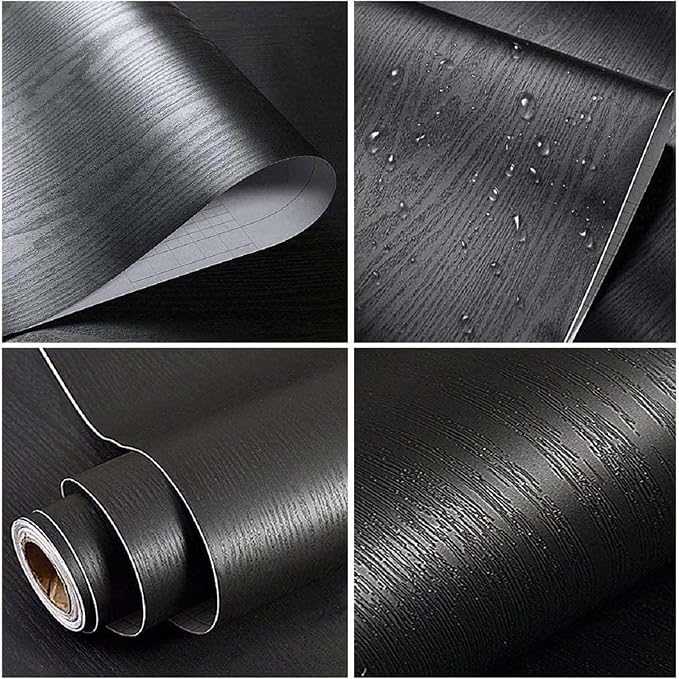 practicalWs Black Wood Contact Paper 17.7'' x 787.4'' Peel and Stick Wood