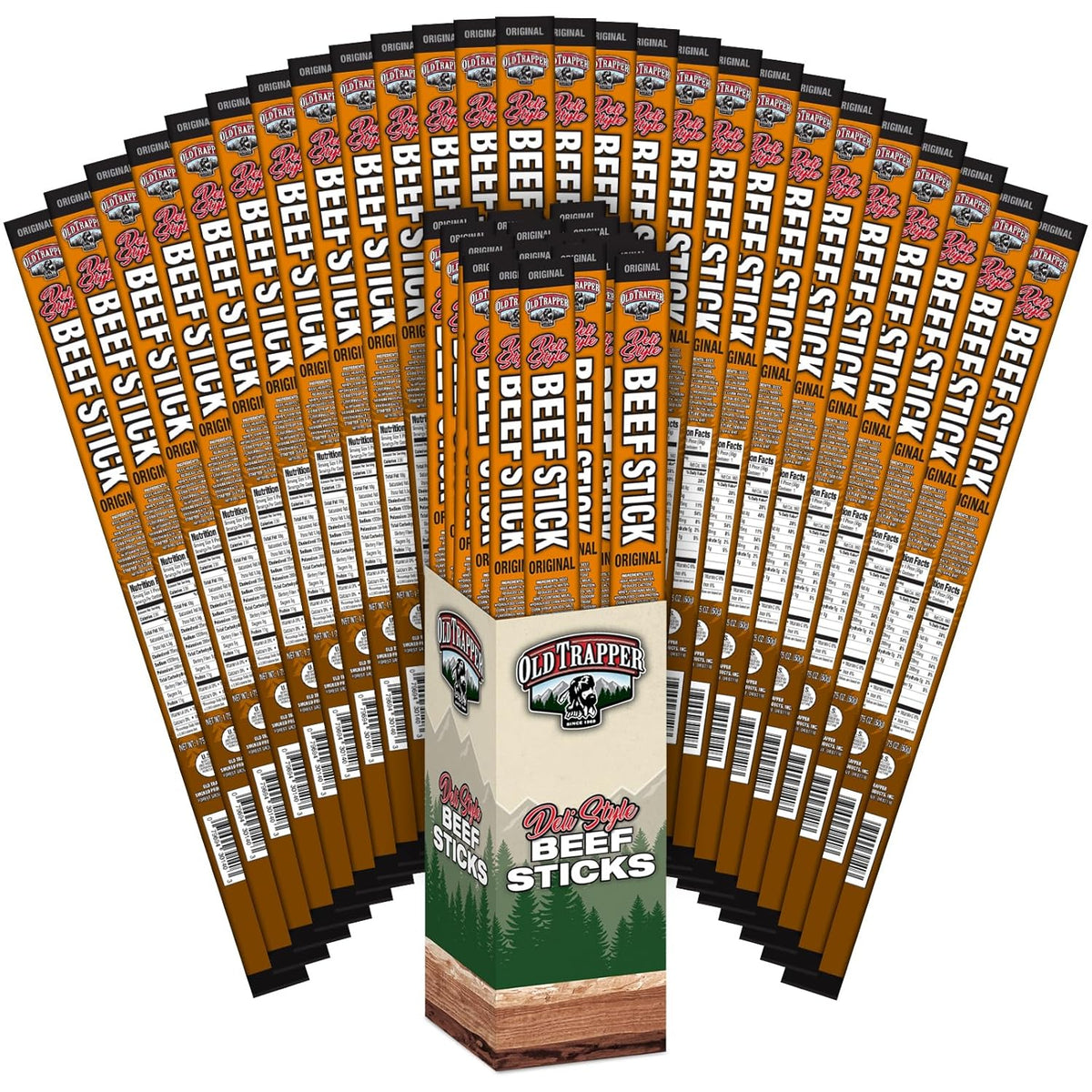 Old Trapper Original Deli-Style Beef Sticks,15-Ounce Package, Perfect for On-the-Go Snacking, Six Grams of Protein and Zero Grams of Sugar per Serving (Pack of One)