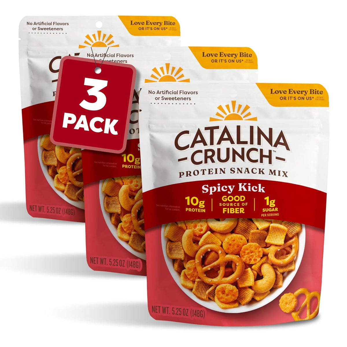 Catalina Crunch Protein Snack Mix - 10g Protein, 1g Sugar per Serving - Good Source of Fiber, Gluten Free - Spicy Kick, 5.25 Ounce Bag (Pack of 1) - Packaging May Vary