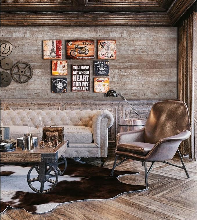 Dimoon 236"x17.7'' Wood Contact Paper Brown Grey Dark Wood Wallpaper Gray Brown