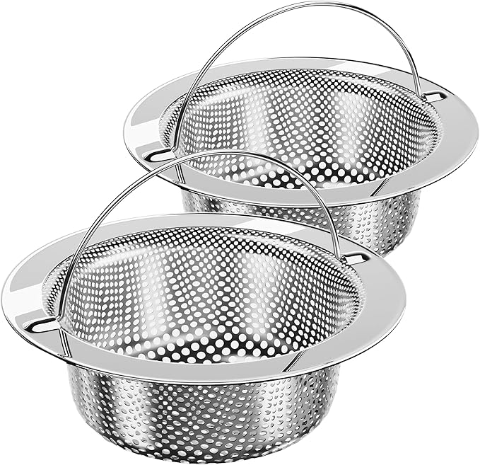 MR.SIGA Kitchen Sink Strainer, Stainless Steel Sink Drain Strainer, Dishwasher Safe, 2 Pack