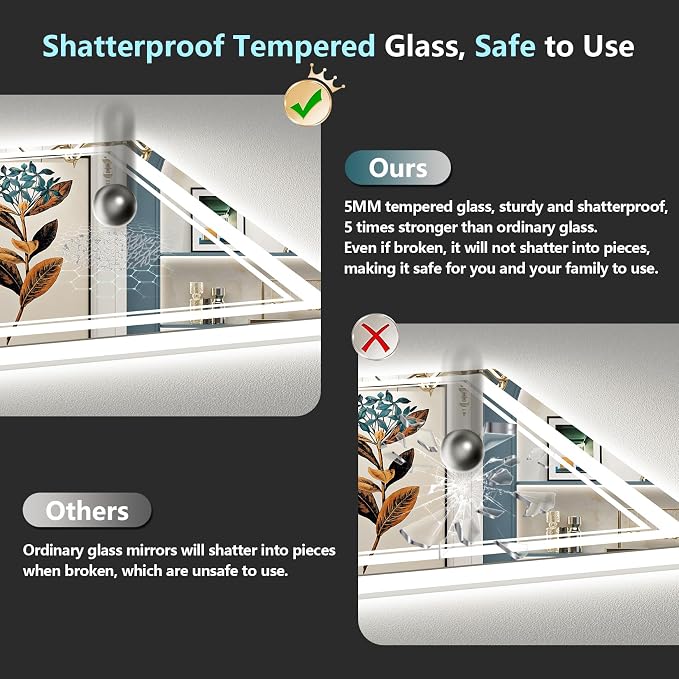 55x40 LED Bathroom Mirror with Lights, Backlit and Front Lit Anti-Fog Lighted
