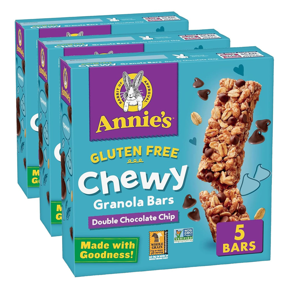 Annie's Gluten Free Chewy Granola Bars, Double Chocolate Chip, 5 Bars, 4.9 oz