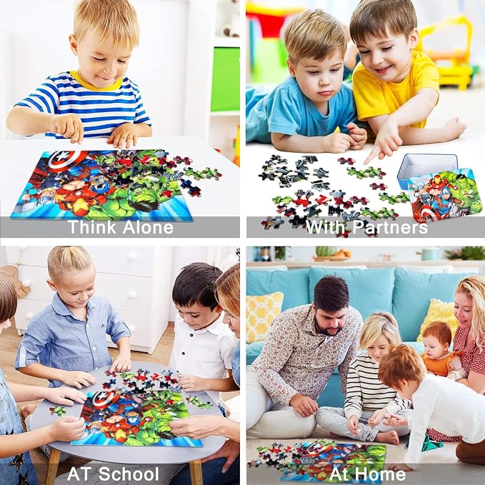 LELEMON Puzzles for Kids Ages 4-6,100 Piece Puzzles for Kids in Metal Box | Childrens Educational Kids Puzzles Jigsaw Puzzles for Kids Ages 6-8,100 Piece Puzzle Games Puzzle Toys for Girls and Boys
