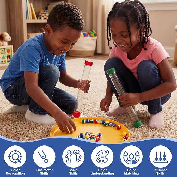 Kasfalci Lightning Balls – Fast Paced Marble Game for Kids Ages 4-8, 6 Game Modes Action Board Games with Color and Number Learning, Hand-Eye Coordination, Fine Motor Skills, Family Games, Kids Toys