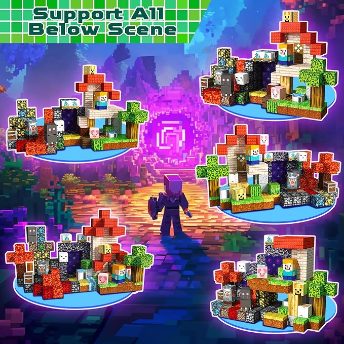 Magnetic Blocks - 150PCS Magnetic Building Blocks Toys Forest Portal Magnetic Cubes - Magnetic Toys for Montessori Toddler Birthday Gifts -STEM Construction Toys for Kids Ages 3+ for Boy & Girl