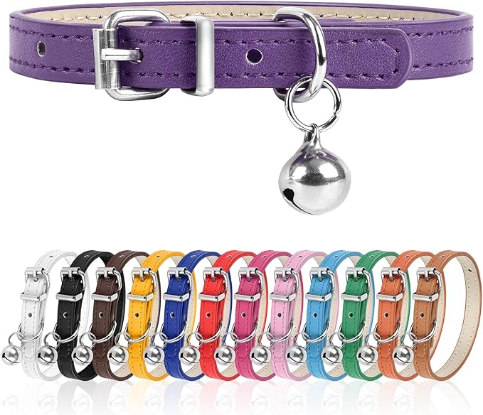 S Dog Collar for Small Dogs Adjustable Dog Collars Cat Collar for Small Medium Large Dogs 3/8 inch Width (Purple, S)