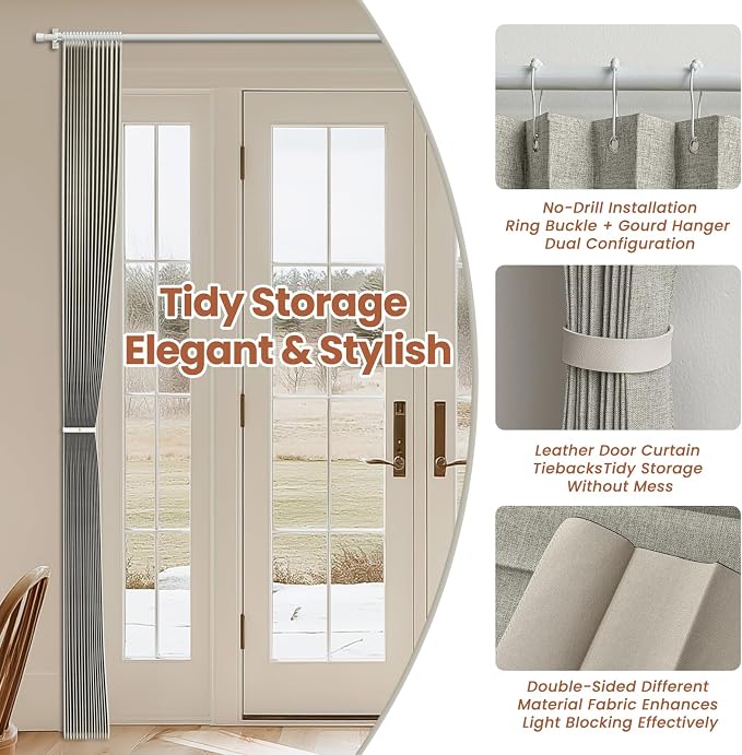 AJAZZ Blackout Accordion Door Curtain 98"x106" Grey