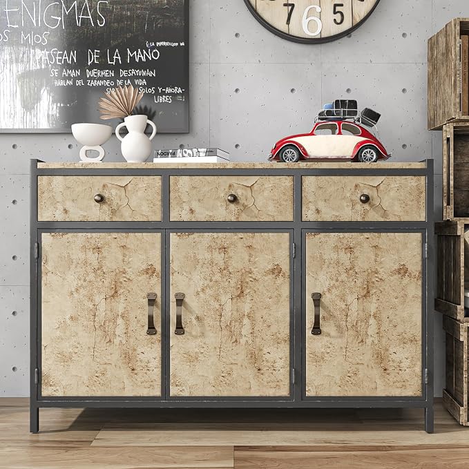 VEELIKE Wide Size 32''x354'' Aged Tan Concrete Wallpaper Peel and Stick