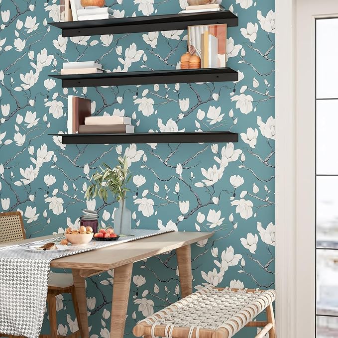 Laatse Blue and White Wallpaper Peel and Stick Vintage Floral Contact Paper