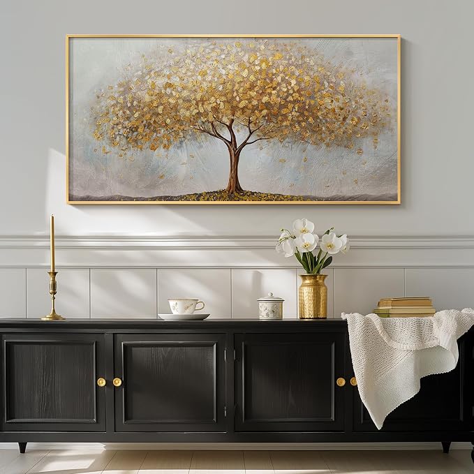 Large Framed Tree of Life Gold Wall Art