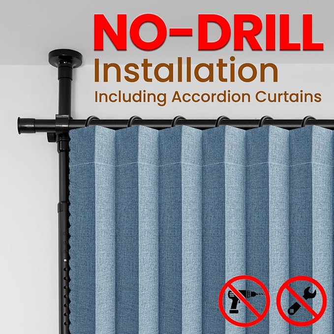 100% Blackout Room Divider Curtains Sets Blue 1 Panel W100 x L96in No Drill