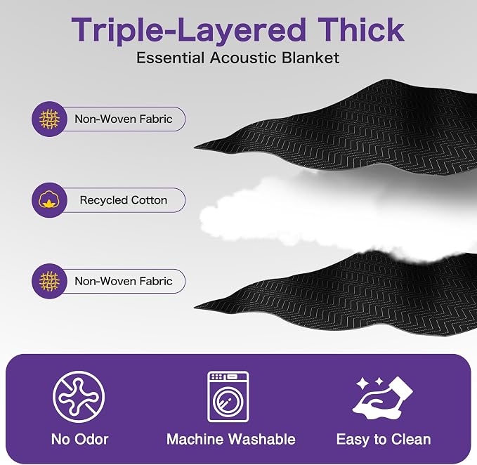 Extra Large Sound Dampening Blanket, Noise Cancelling Studio Acoustic
