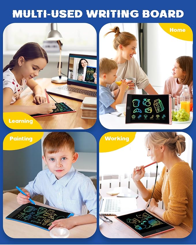 bravokids 2 Pack LCD Writing Tablet with Stylus, 8.5 inch Colorful Doodle Board Drawing Pad for Kids, Travel Games Activity Learning Toys, Birthday Gift for Age 3 4 5 6 7 8 Year Old Boys Girls
