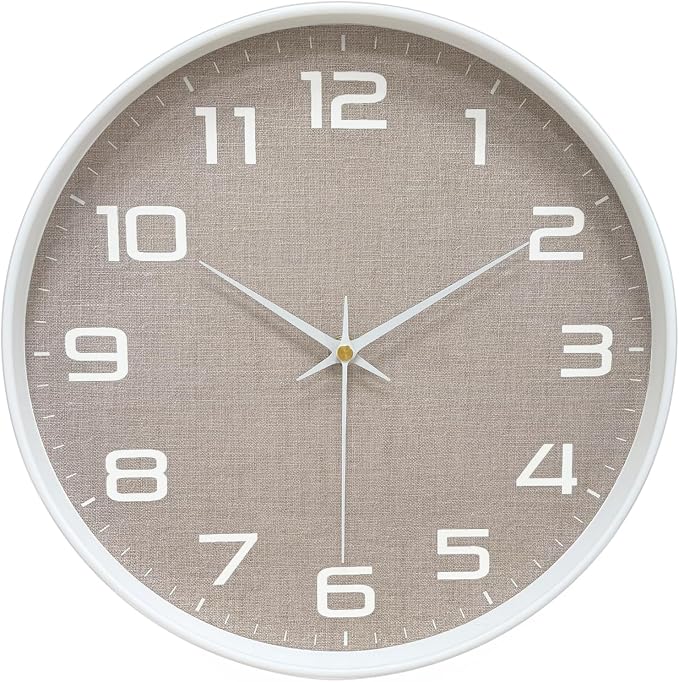 Silent Wall Clock with Large Numbers, 10 Inch Battery Operated Analog Clock