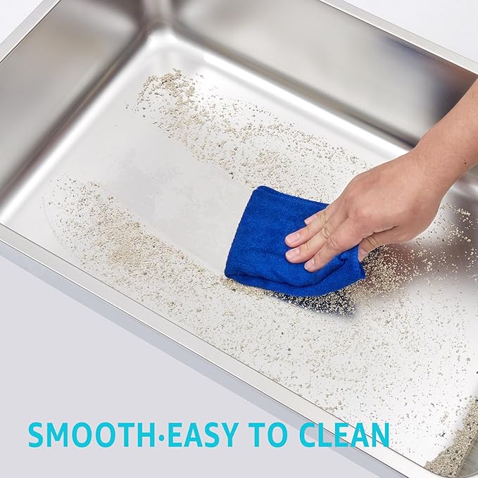 Stainless Steel Litter Box 2 Pack,Metal Litter Box for Cat Easy to Clean,Medium Cat LitterBox for Cats/Kitty/Rabbit,Metal Cat Toilet for Kitten,Non Stick, No Smell,17.7" L x 13.8" W x 6" H