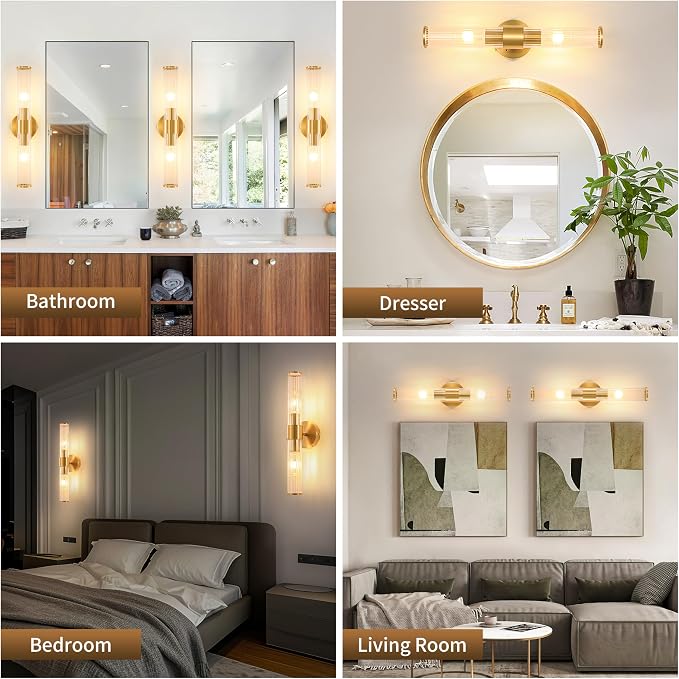 Morauroral Gold Battery Operated Wall Sconces Set of Two, Rechargeable Wall