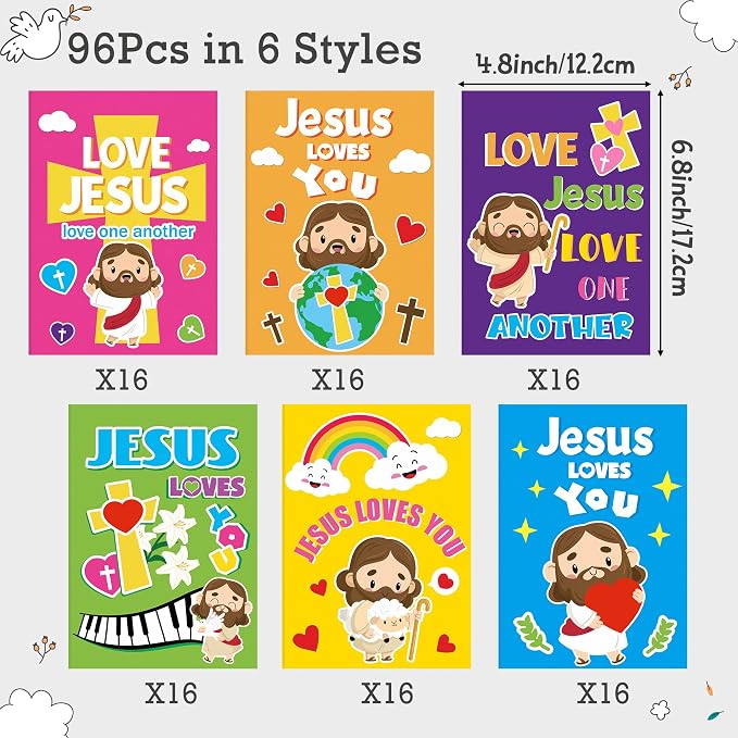 Dvbonike 96Pcs Jesus Loves You Coloring Books Religious DIY Color-in Pages | Bible Drawing Booklet Bulk, Christian Artwork, Holiday Activity, Sunday School Supplies, Classroom Rewards, Gift, for Kids